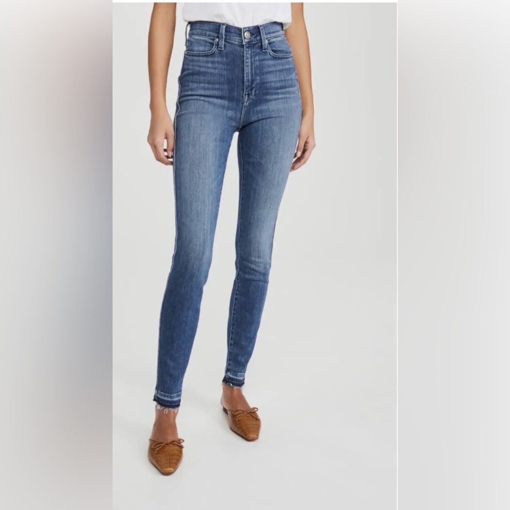 AYR Distressed Ankle Jeans in Dark Blue